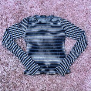 brandy melville blue striped ribbed pullover sweater, one size/small